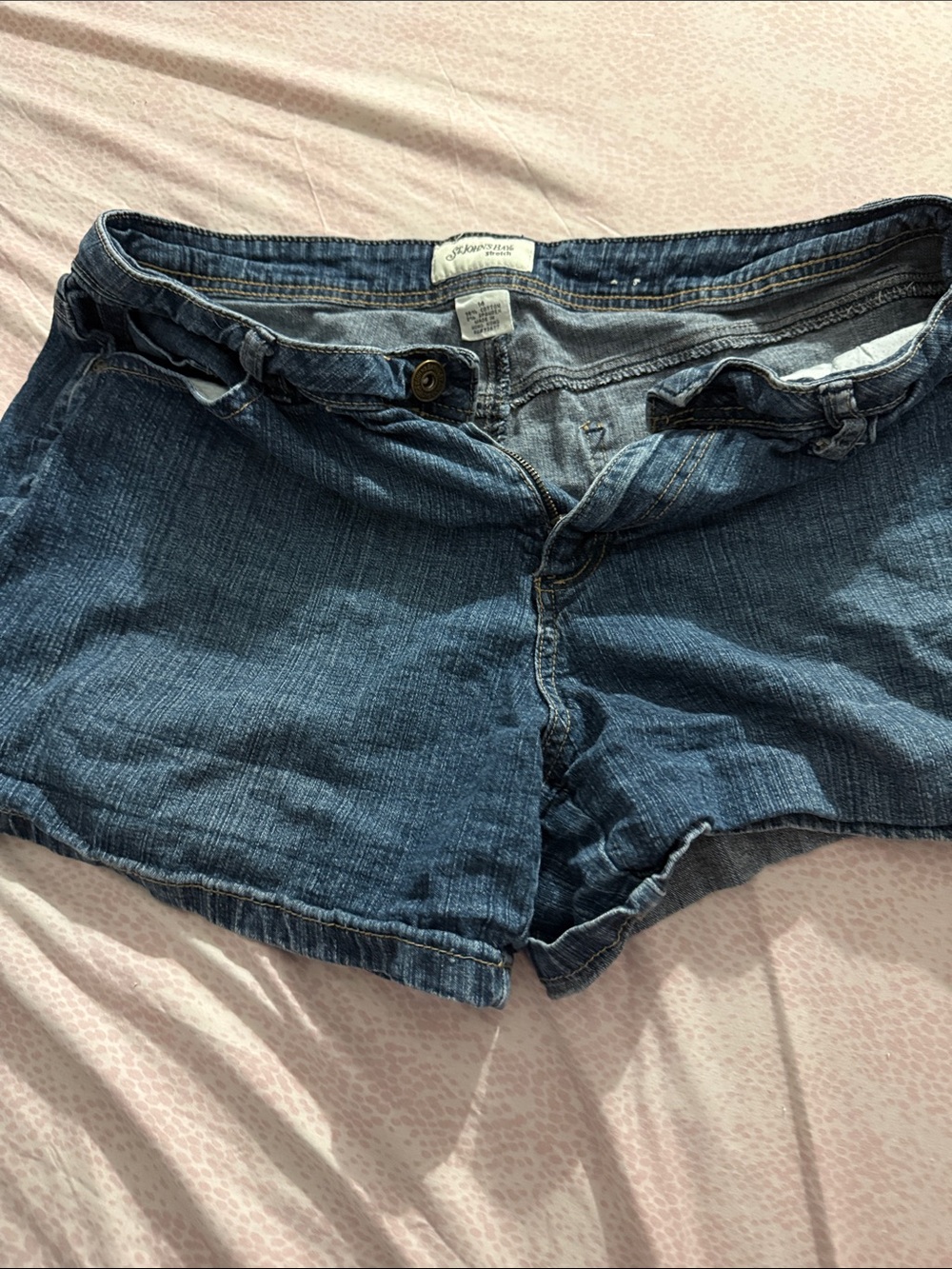 Women’s Dark Blue Denim Jean Shorts - Casual Low-Rise Style